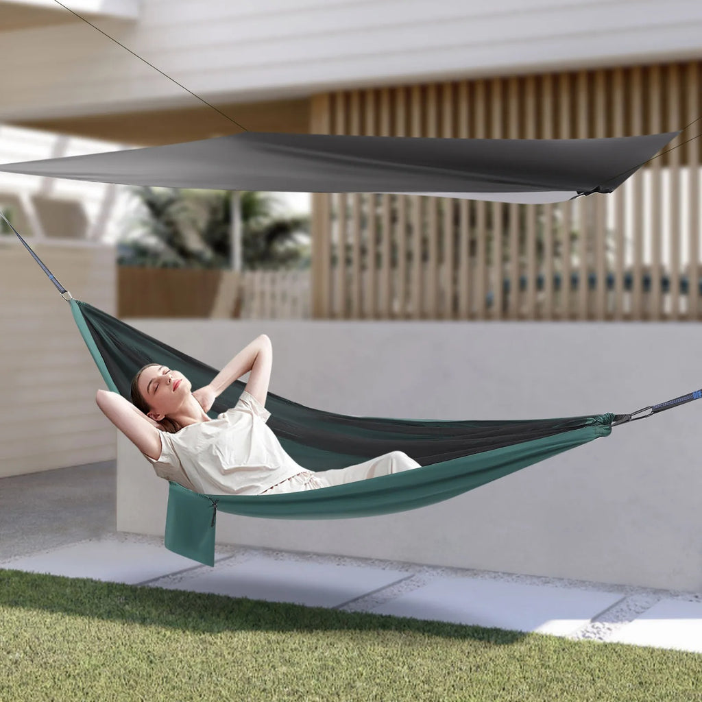 2-in-1 Camping Hammock with Waterproof Tarp & Mosquito Net 440lbs Capacity Lightweight Hammock for Backpacking Travel